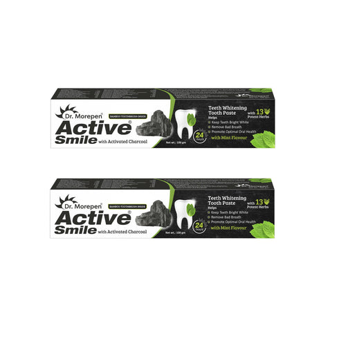 Dr. Morepen Active Smile Charcoal Toothpaste for Teeth Whitening And Bad Breath Removal
